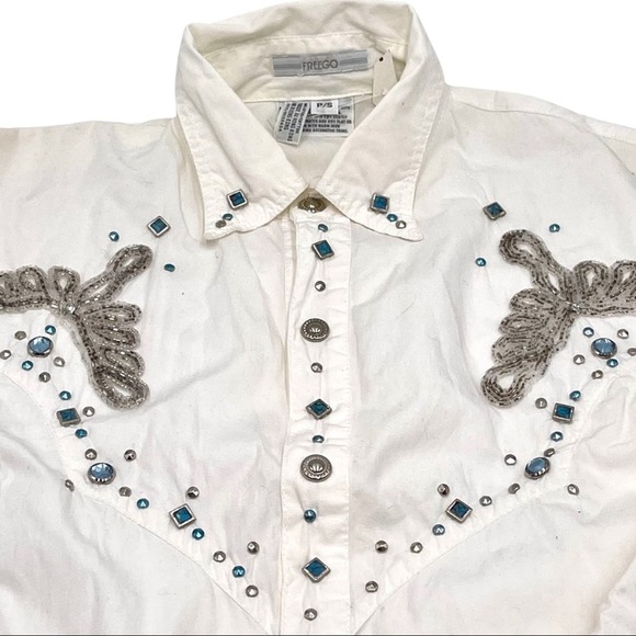 Vintage Freego Western white Shirt NWT size SMALL - Picture 3 of 11